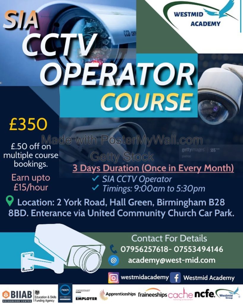 SIA CCTV Operator – Westmid Academy